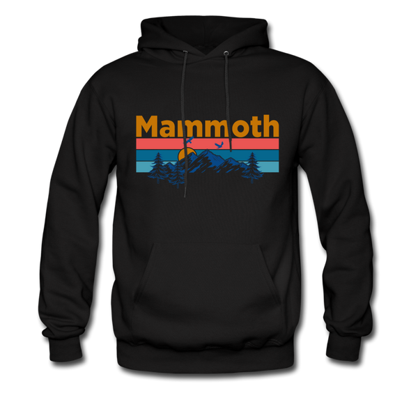 Mammoth, California Hoodie - Retro Mountain & Birds Mammoth Hooded Sweatshirt - black