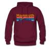 Mammoth, California Hoodie - Retro Mountain & Birds Mammoth Hooded Sweatshirt - burgundy