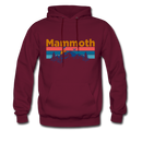 Mammoth, California Hoodie - Retro Mountain & Birds Mammoth Hooded Sweatshirt - burgundy