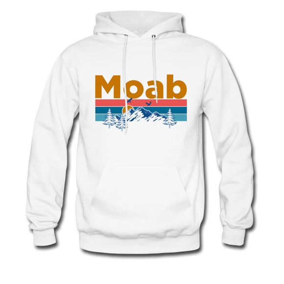 Moab, Utah Hoodie - Retro Mountain & Birds Moab Hooded Sweatshirt - white
