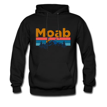 Moab, Utah Hoodie - Retro Mountain & Birds Moab Hooded Sweatshirt - black