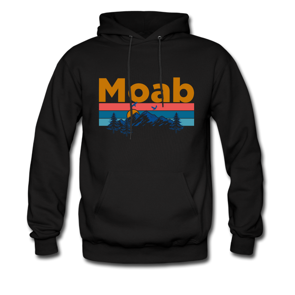 Moab, Utah Hoodie - Retro Mountain & Birds Moab Hooded Sweatshirt - black