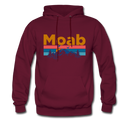 Moab, Utah Hoodie - Retro Mountain & Birds Moab Hooded Sweatshirt - burgundy