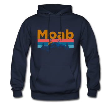 Moab, Utah Hoodie - Retro Mountain & Birds Moab Hooded Sweatshirt - navy