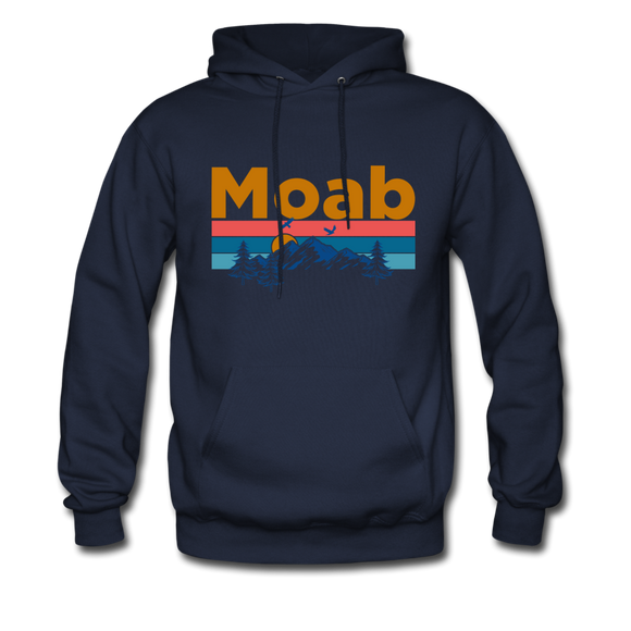 Moab, Utah Hoodie - Retro Mountain & Birds Moab Hooded Sweatshirt - navy