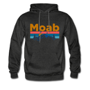 Moab, Utah Hoodie - Retro Mountain & Birds Moab Hooded Sweatshirt - charcoal gray