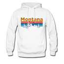 Montana Hoodie - Retro Mountain & Birds Montana Hooded Sweatshirt - white