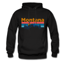 Montana Hoodie - Retro Mountain & Birds Montana Hooded Sweatshirt - black