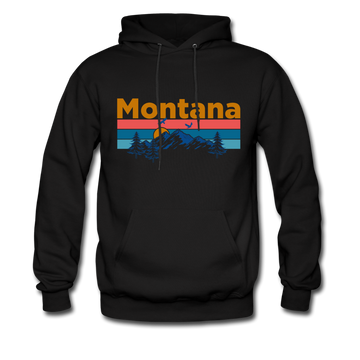Montana Hoodie - Retro Mountain & Birds Montana Hooded Sweatshirt - black