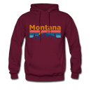 Montana Hoodie - Retro Mountain & Birds Montana Hooded Sweatshirt - burgundy