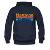 Montana Hoodie - Retro Mountain & Birds Montana Hooded Sweatshirt - navy