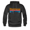 Montana Hoodie - Retro Mountain & Birds Montana Hooded Sweatshirt - charcoal gray