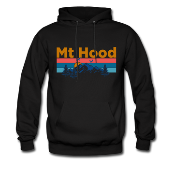 Mt Hood, Oregon Hoodie - Retro Mountain & Birds Mt Hood Hooded Sweatshirt - black