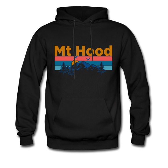 Mt Hood, Oregon Hoodie - Retro Mountain & Birds Mt Hood Hooded Sweatshirt - black