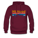 Mt Hood, Oregon Hoodie - Retro Mountain & Birds Mt Hood Hooded Sweatshirt - burgundy