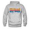 Mt Hood, Oregon Hoodie - Retro Mountain & Birds Mt Hood Hooded Sweatshirt - heather gray