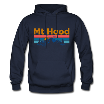 Mt Hood, Oregon Hoodie - Retro Mountain & Birds Mt Hood Hooded Sweatshirt - navy