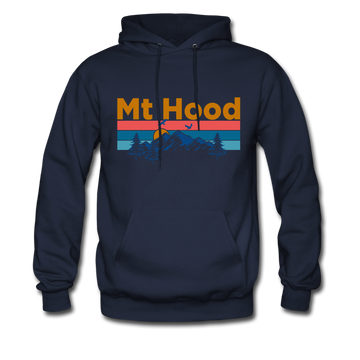 Mt Hood, Oregon Hoodie - Retro Mountain & Birds Mt Hood Hooded Sweatshirt - navy