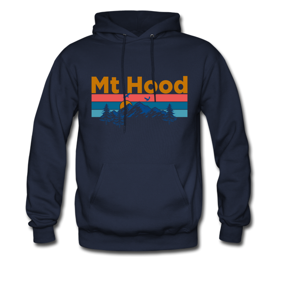 Mt Hood, Oregon Hoodie - Retro Mountain & Birds Mt Hood Hooded Sweatshirt - navy
