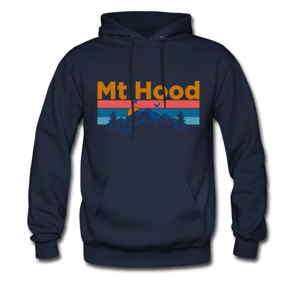 Mt Hood, Oregon Hoodie - Retro Mountain & Birds Mt Hood Hooded Sweatshirt - navy