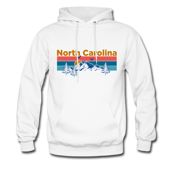 North Carolina Hoodie - Retro Mountain & Birds North Carolina Hooded Sweatshirt - white