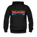 North Carolina Hoodie - Retro Mountain & Birds North Carolina Hooded Sweatshirt - black