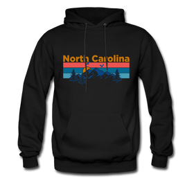 North Carolina Hoodie - Retro Mountain & Birds North Carolina Hooded Sweatshirt - black