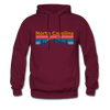 North Carolina Hoodie - Retro Mountain & Birds North Carolina Hooded Sweatshirt - burgundy