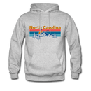 North Carolina Hoodie - Retro Mountain & Birds North Carolina Hooded Sweatshirt - heather gray