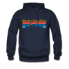North Carolina Hoodie - Retro Mountain & Birds North Carolina Hooded Sweatshirt - navy