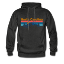 North Carolina Hoodie - Retro Mountain & Birds North Carolina Hooded Sweatshirt - charcoal gray