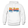 Ski Bum Hoodie - Retro Mountain & Birds Ski Bum Hooded Sweatshirt - white