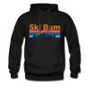 Ski Bum Hoodie - Retro Mountain & Birds Ski Bum Hooded Sweatshirt - black