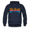 Ski Bum Hoodie - Retro Mountain & Birds Ski Bum Hooded Sweatshirt - navy