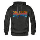 Ski Bum Hoodie - Retro Mountain & Birds Ski Bum Hooded Sweatshirt - charcoal gray