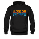 Oregon Hoodie - Retro Mountain & Birds Oregon Hooded Sweatshirt - black