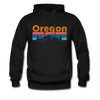 Oregon Hoodie - Retro Mountain & Birds Oregon Hooded Sweatshirt - black