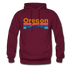 Oregon Hoodie - Retro Mountain & Birds Oregon Hooded Sweatshirt - burgundy