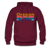 Oregon Hoodie - Retro Mountain & Birds Oregon Hooded Sweatshirt - burgundy
