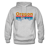 Oregon Hoodie - Retro Mountain & Birds Oregon Hooded Sweatshirt - heather gray