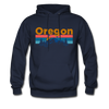 Oregon Hoodie - Retro Mountain & Birds Oregon Hooded Sweatshirt - navy