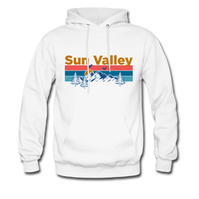 Sun Valley, Idaho Hoodie - Retro Mountain & Birds Sun Valley Hooded Sweatshirt - white