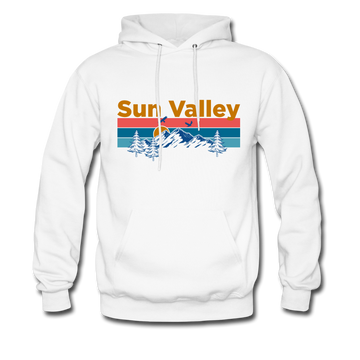 Sun Valley, Idaho Hoodie - Retro Mountain & Birds Sun Valley Hooded Sweatshirt - white