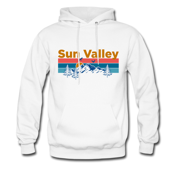 Sun Valley, Idaho Hoodie - Retro Mountain & Birds Sun Valley Hooded Sweatshirt - white