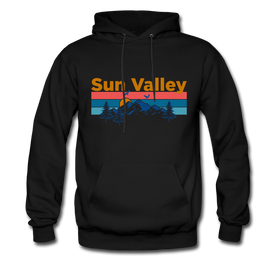 Sun Valley, Idaho Hoodie - Retro Mountain & Birds Sun Valley Hooded Sweatshirt - black