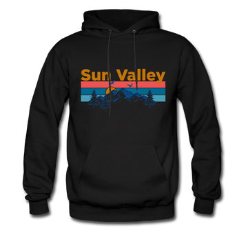 Sun Valley, Idaho Hoodie - Retro Mountain & Birds Sun Valley Hooded Sweatshirt - black