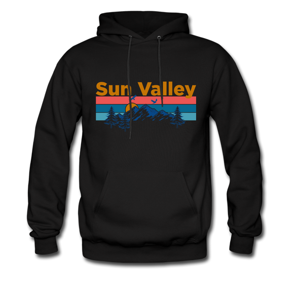 Sun Valley, Idaho Hoodie - Retro Mountain & Birds Sun Valley Hooded Sweatshirt - black