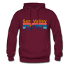 Sun Valley, Idaho Hoodie - Retro Mountain & Birds Sun Valley Hooded Sweatshirt - burgundy
