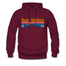 Sun Valley, Idaho Hoodie - Retro Mountain & Birds Sun Valley Hooded Sweatshirt - burgundy
