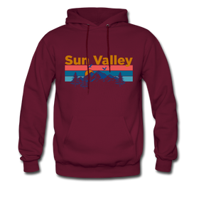 Sun Valley, Idaho Hoodie - Retro Mountain & Birds Sun Valley Hooded Sweatshirt - burgundy